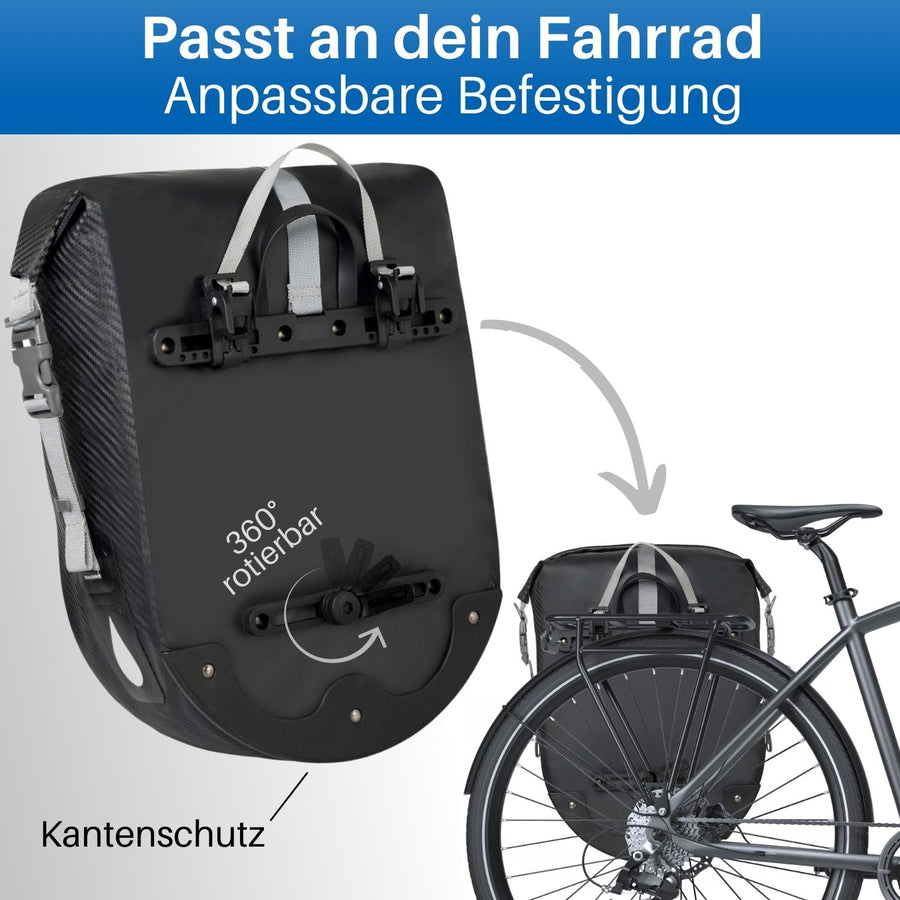 Einfache Befestigung am Gepäckträger