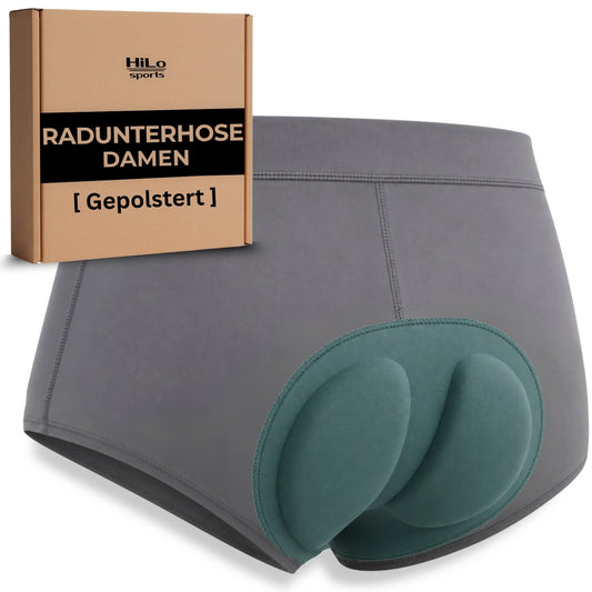 Radunterhose Damen gepolstert mit ergonomischem Sitzpolster in Salbeigrün – KOMFORO von HiLo sports
