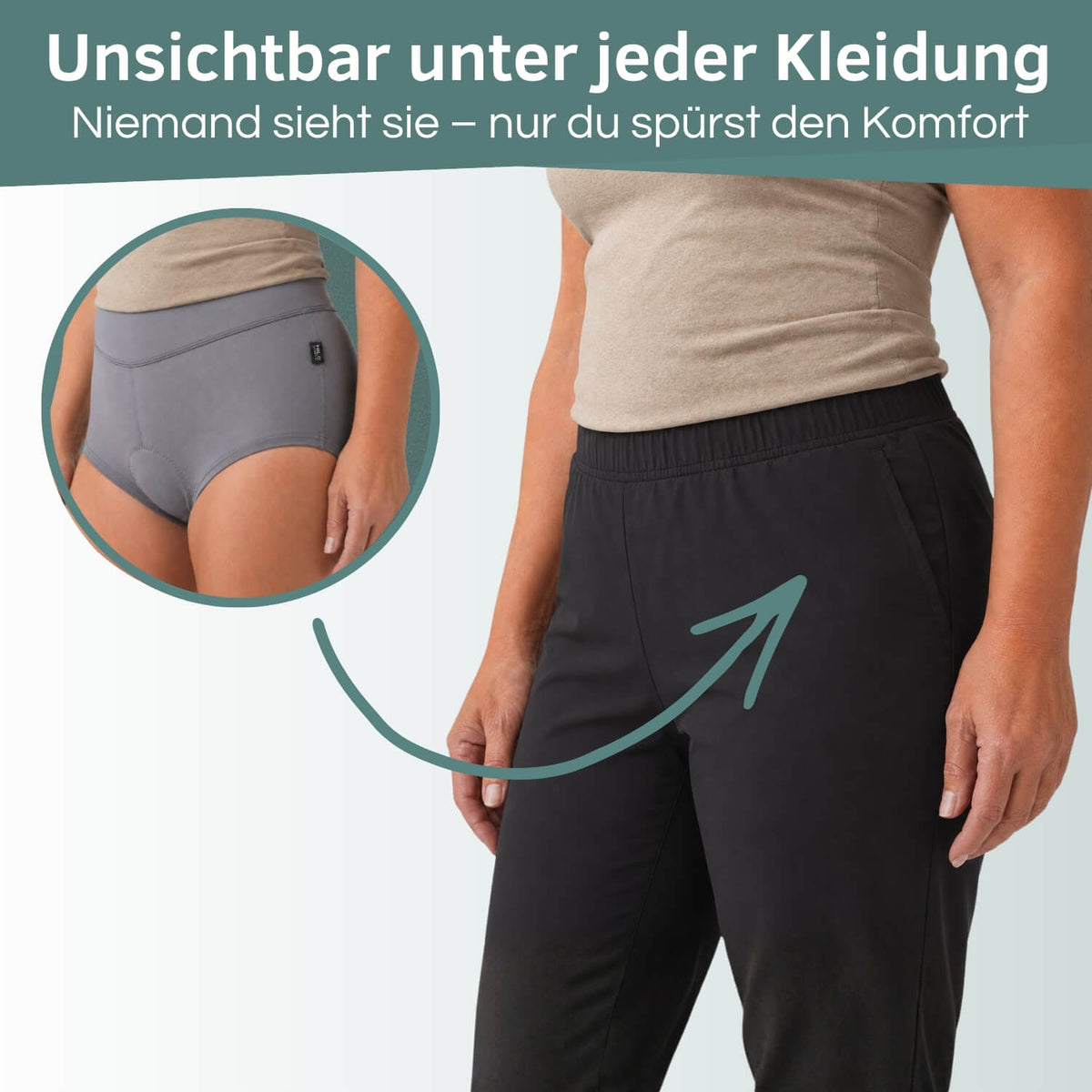 Radunterhose für Damen unsichtbar unter normaler Hose getragen – kein Abzeichnen