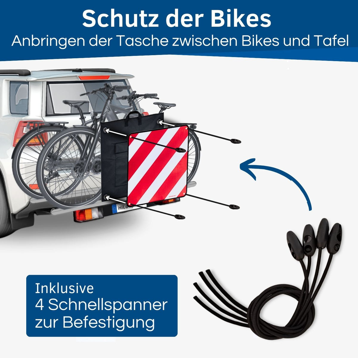 Warntafel für Fahrradträger Italien und Spanien