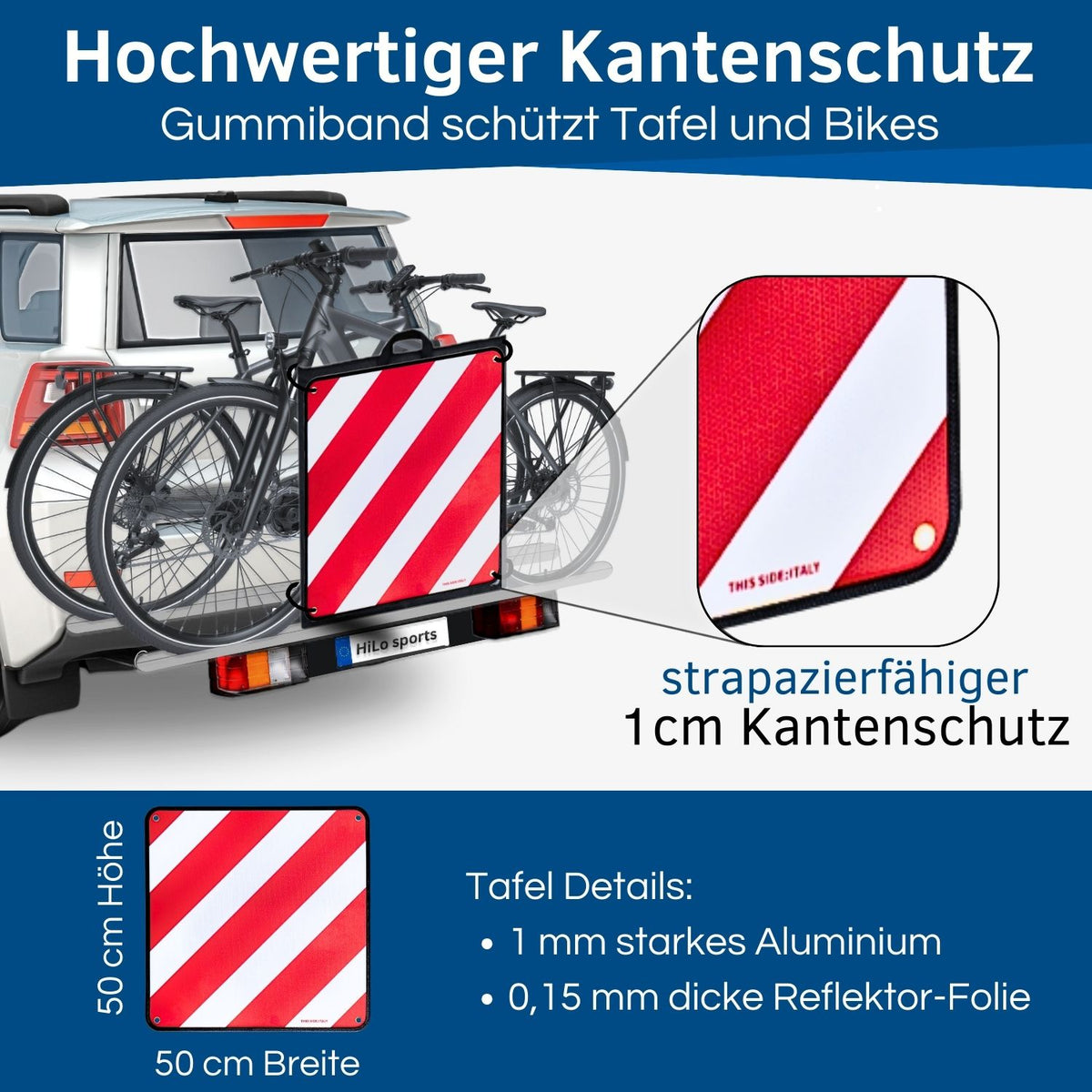 Warntafel Fahrradträger mit Wende Funktion rot weiß leuchtend